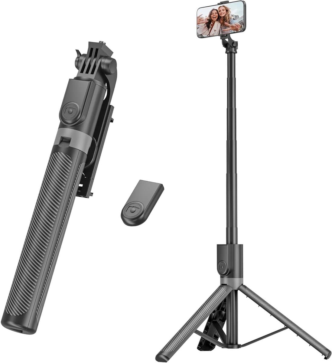 Telefoonstatief Selfiestick - Mobiel Statief - Content Creëren - All-in-One Uitschuifbaar - 180 cm - Zwart