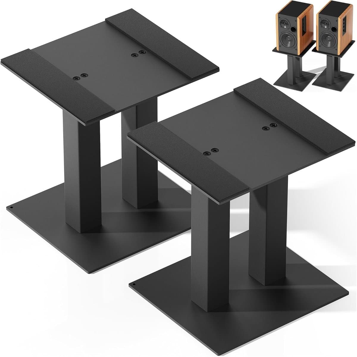 Speaker Stands - Audio Voetstukken - Geluid Verbeteren - Stabiel Metalen Ontwerp - 21x24x25 cm - Zwart