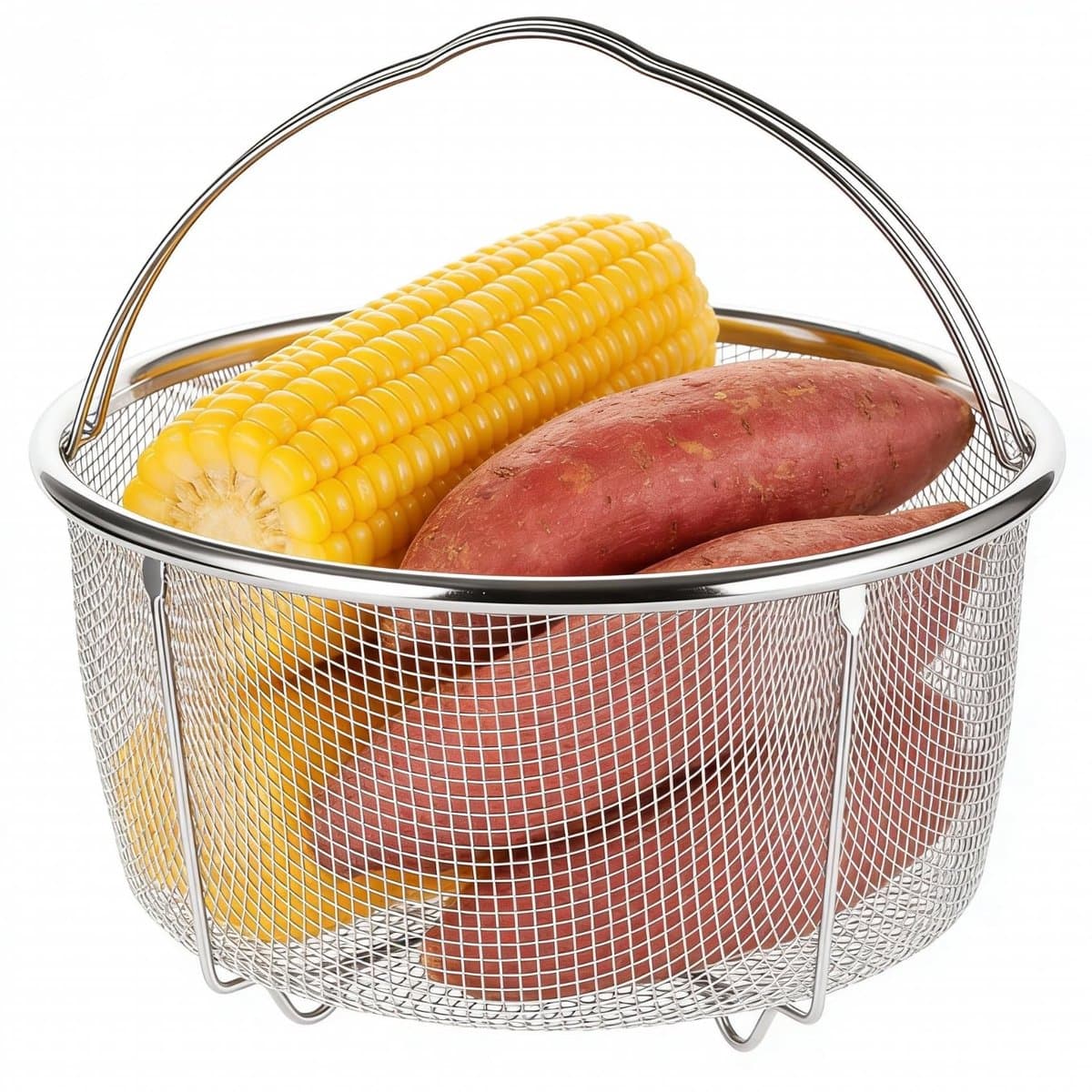 Dailygoods- Stomende Mand Roestvrij Staal 18cm - Mesh Stoommandje - Multifunctioneel Keukengerei - Koken - Groentestomen - Voedselveilig Materiaal - Stoommand