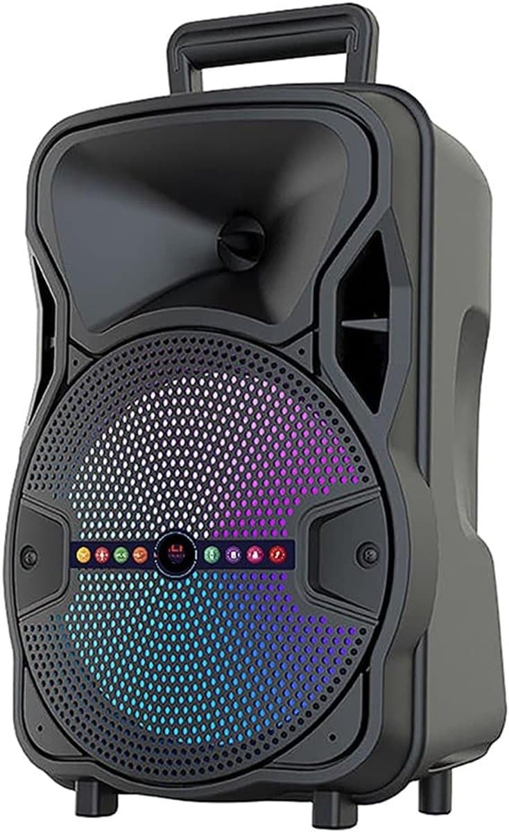 Draagbare Bluetooth Luidspreker - Karaoke Speaker - Muziek Afspelen - Met Lichteffecten - 8 Inch - Blauw