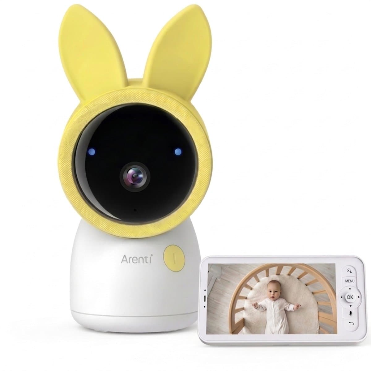 Arenti AINanny A5 Kit 5MP - Wifi Baby Monitor - Wifi Babyfoon met 5 inch scherm - Ultra HD 2K Resolutie - Met App - Slaapliedjes - Alexa & Google - Dual Band Wifi - Meldingen - Wifi (Tijdelijk) Uitschakelen - Cry-Detectie - Op Afstand Beweegbaar
