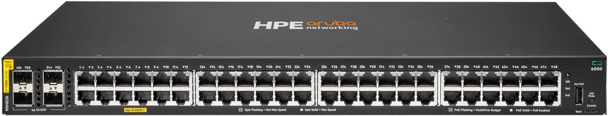 HPE Aruba Networking CX 6000 Managed L2/L3 Gigabit Ethernet (10/100/1000) Power over Ethernet (PoE) 1U Zwart