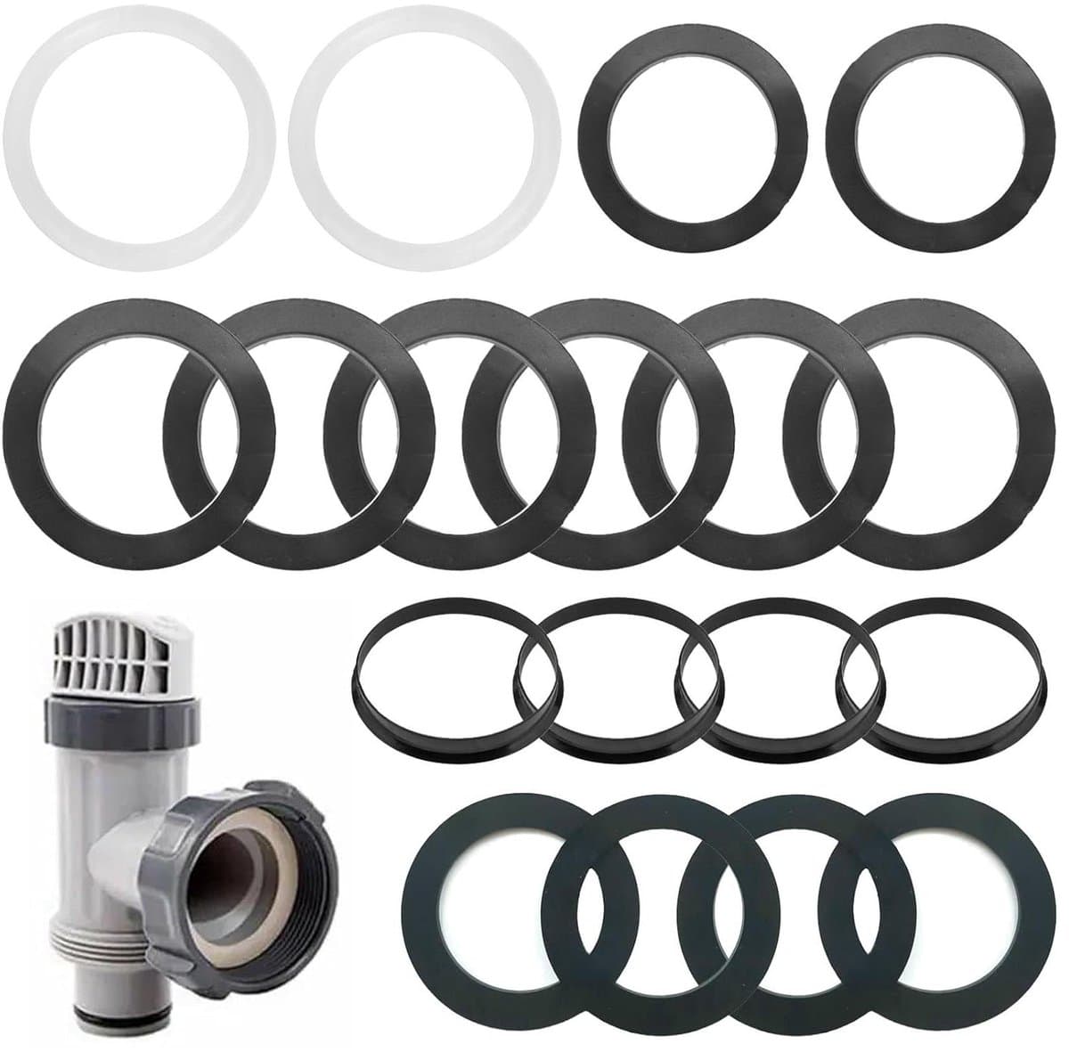 Afvoerset Sifon - Afdichtringen Set - Lekkages Repareren - 18 Delige Kit - 40-56 mm - Zwart