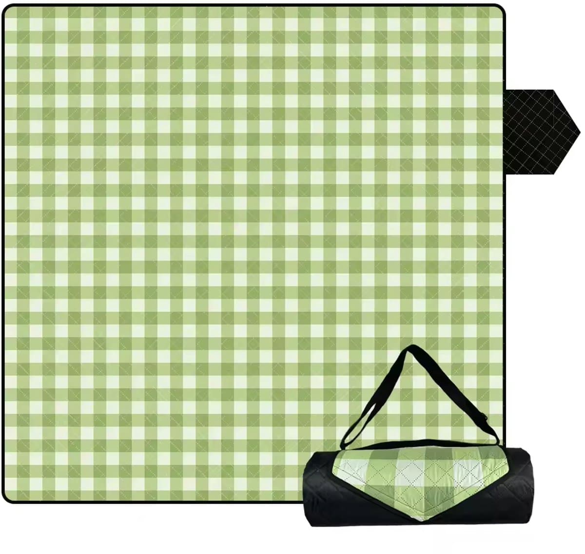 Fuegobird- Picknickdeken-200 x 200 cm-Stranddeken- Opvouwbare campingdeken- Waterdicht- Zanddichte picknickmat- Draagbare tuin-strandmat- Machinewasbaar- voor kamperen- Tuin- Park- Strand-geschikt voor kinderen's kruipdeken (Green)