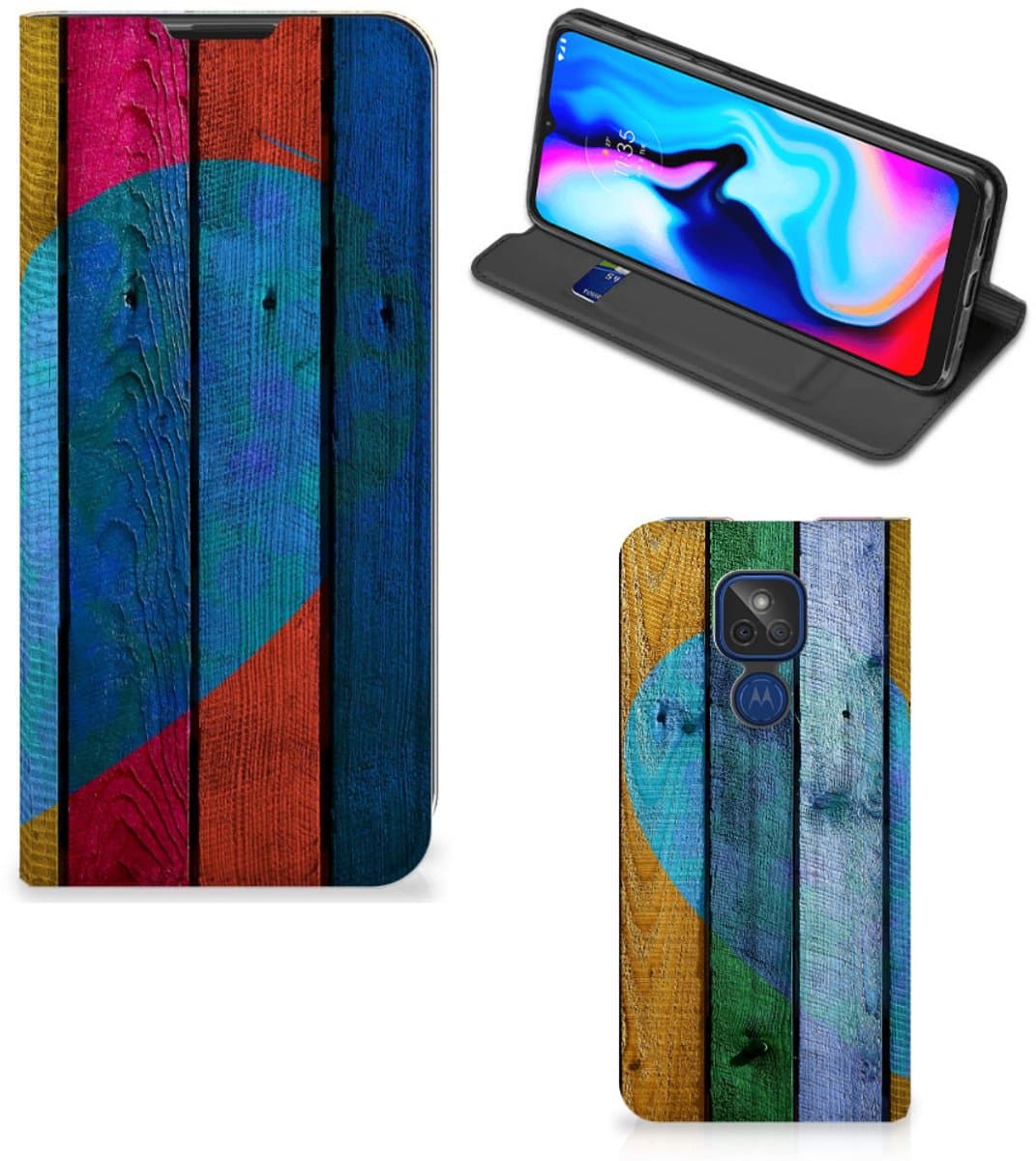 Motorola Moto G9 Play Book Wallet Case Wood Heart - Cadeau voor je Vriend