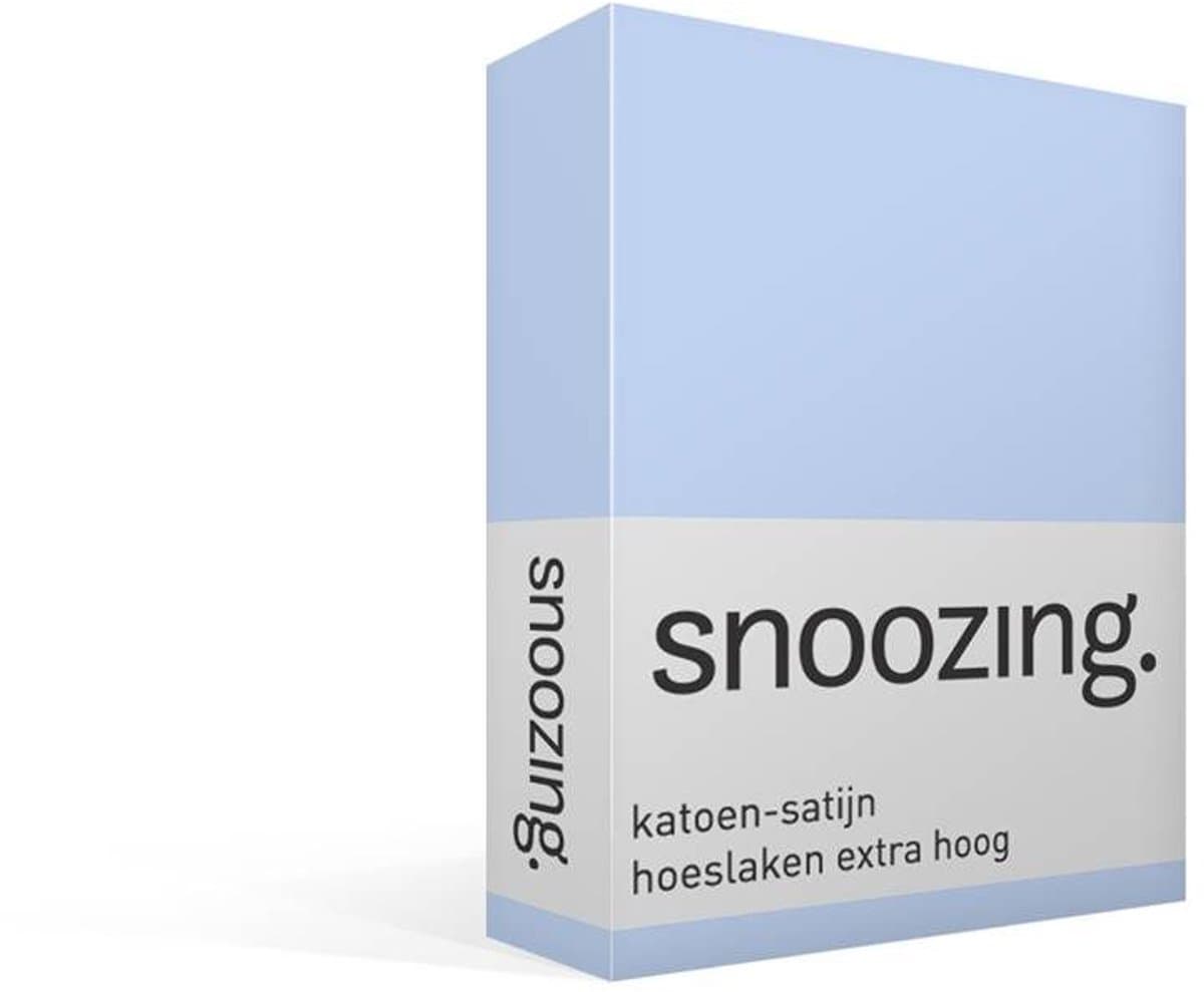 Snoozing - Katoen-satijn - Hoeslaken - Extra Hoog - Lits-jumeaux - 200x200 cm - Hemel
