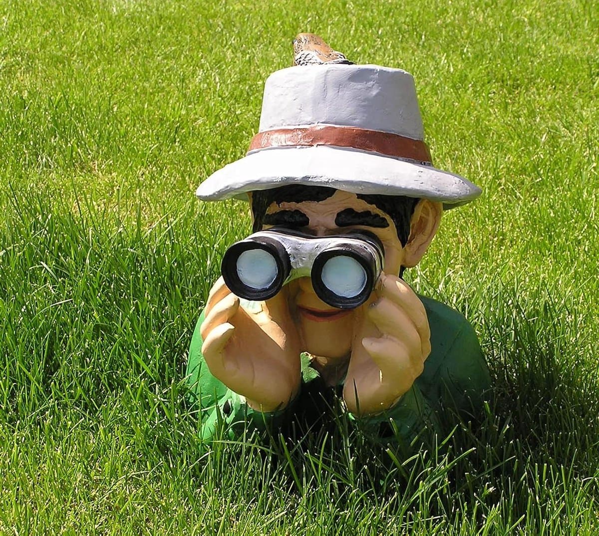 Tuinfiguur Beeld - Observator Beeldje - Tuindecoratie Buiten - Weerbestendig Kunsthars - 30 cm Hoog - Groen