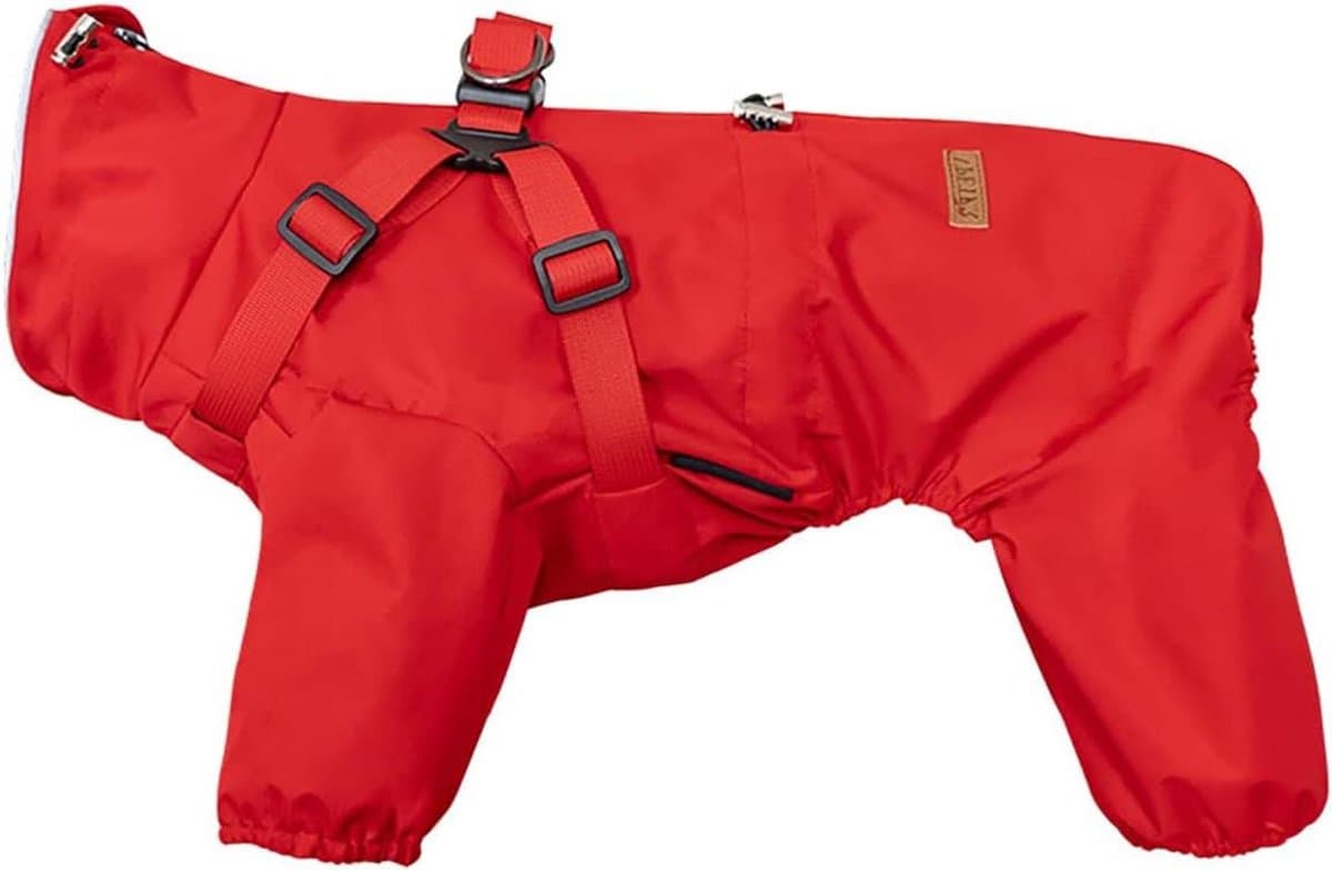 Hondenregenjas - Hondenjas Waterdicht - Bescherming Tegen Regen - Met Ingebouwd Harnas - Maat 2XL - Rood