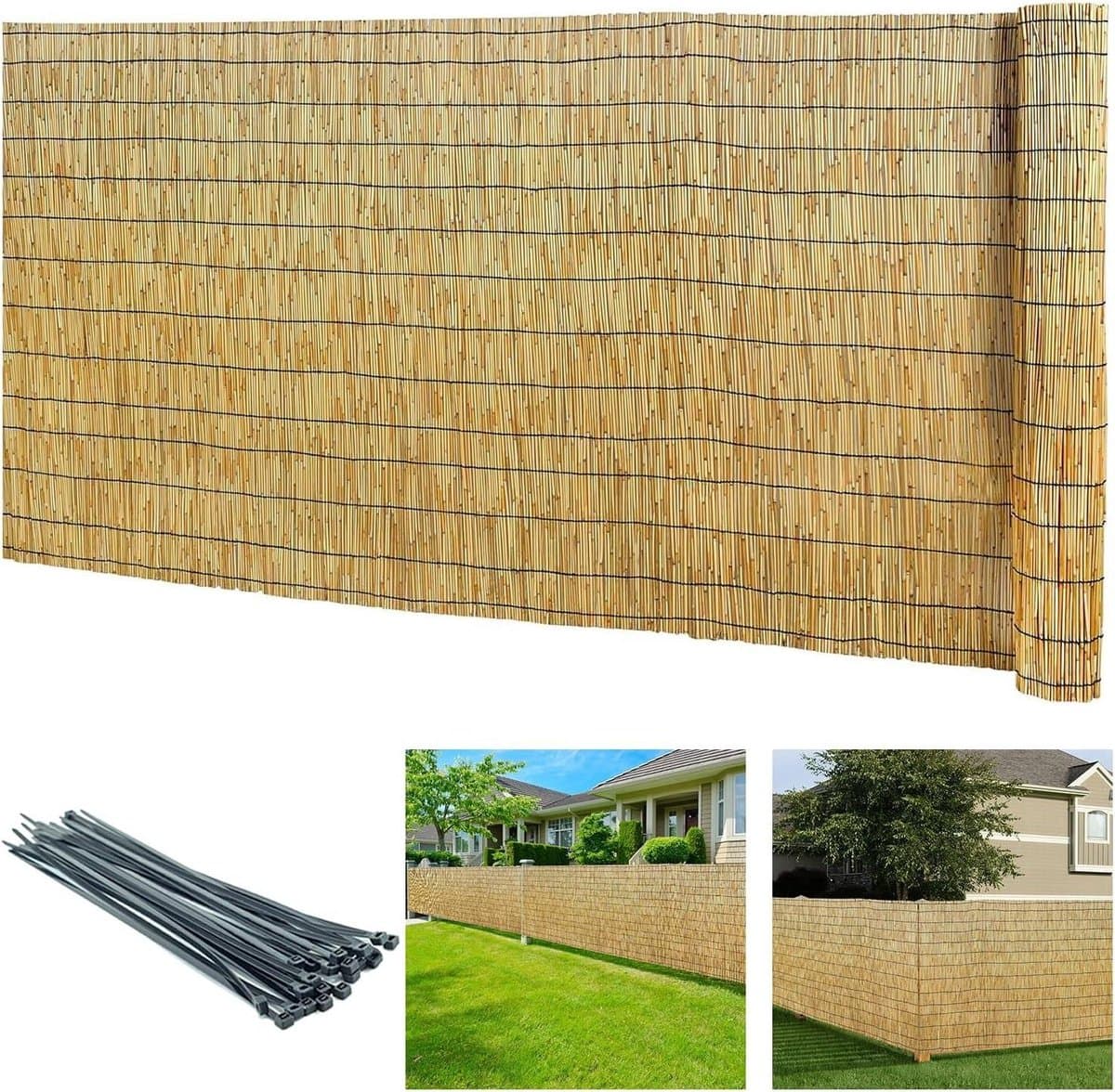 Rieten Decoratief Hek - Rieten Schutting - Tuin Privacy - Natuurlijk Materiaal - 145 x 700 cm - Natuurlijk