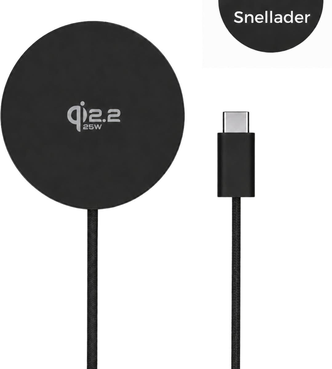 Mastersøn Draadloze Oplader iPhone & Android - MagSafe Qi2 Snellader 25W - Zwart