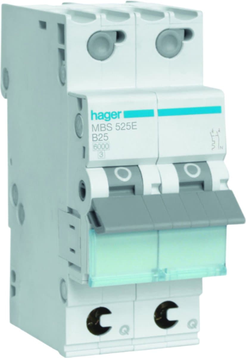 Hager Installatieautomaat 1p+N 25 A B-karakteristiek 6 kA, QB