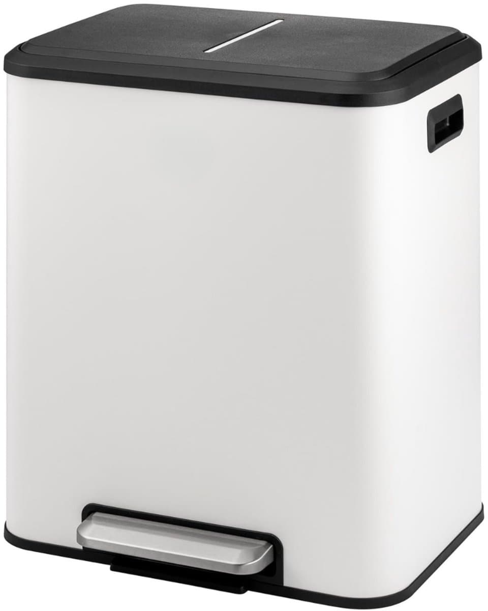 Aura® Prullenbak 2 Vakken - Duo Prullenbak - Prullenbakken - Wit - 34cm x 43cm x 50cm; 5.5 kg