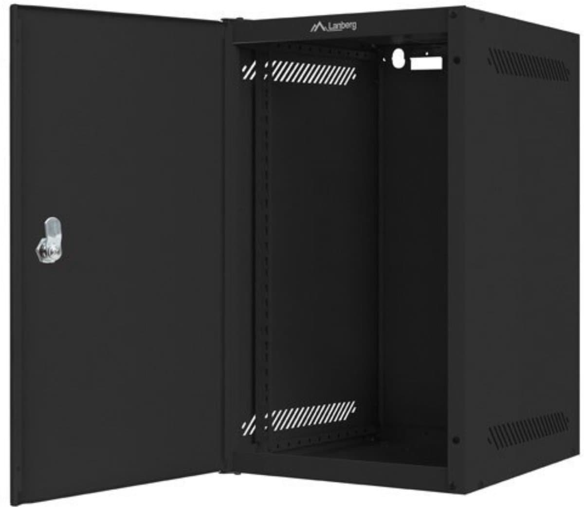 Lanberg - 10 Inch Wandrack - 9U - 280 x 310 mm - Zwart - Metalen Deur - Zelfmontage Rackkast
