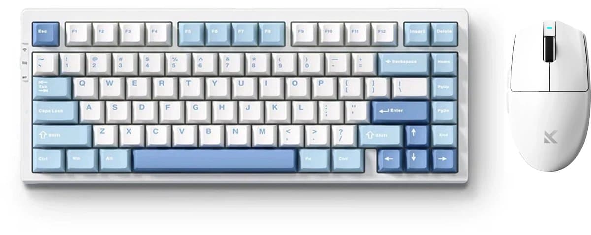 MCHOSE Gaming Pack - G3 V2 Gaming Muis - G75 Pro - PAW 3311 Sensor - TTC Silver Switch - 1K Hz - 3 Modi - Mechanisch Gaming Keyboard - Cabbage Tofu Switch V2 - 75% Layout - Cherry Profile - PBT Double Shot - Gasket Mount - 8000mAh - Wit/Blauw