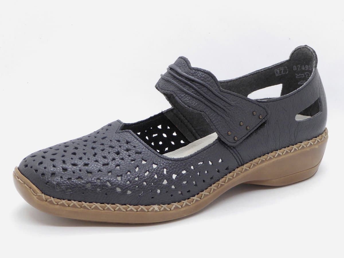 Rieker Dames Bandschoen - 41390-14 Blauw - Maat 42