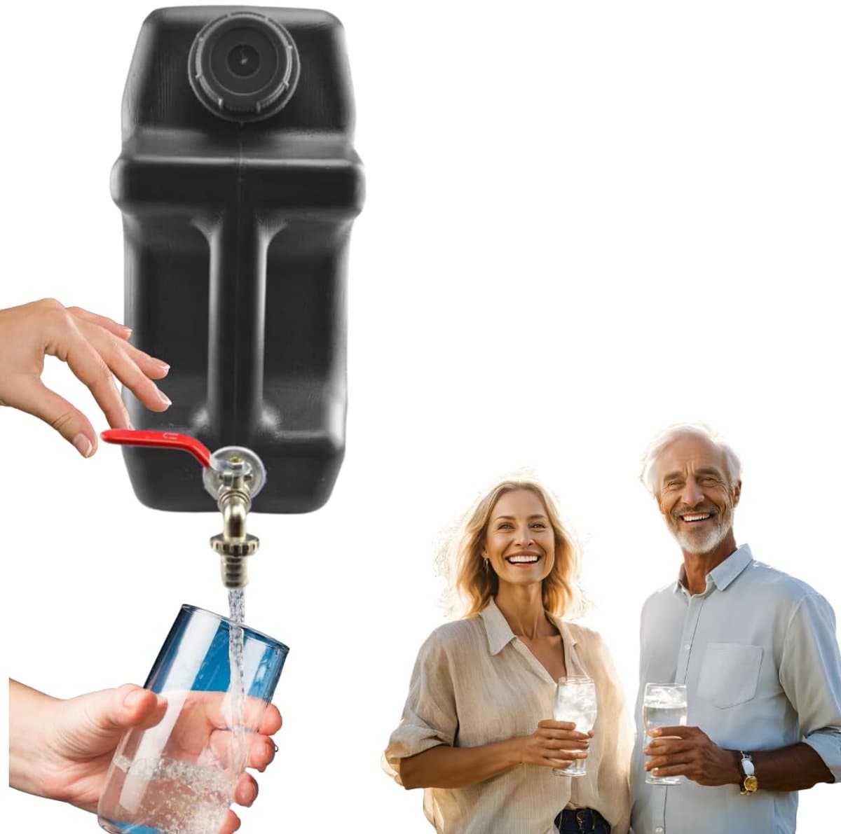 Anwicar Jerrycan voor Water - 20 L - Watercontainer met Kraantje en Dop - Waterdispenser Camping - Zwart