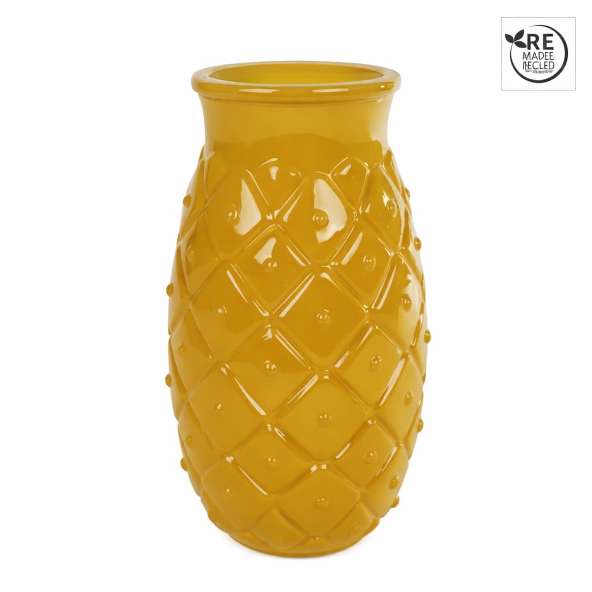Vaas Ananas L glossy oker glas 10x10x17cm