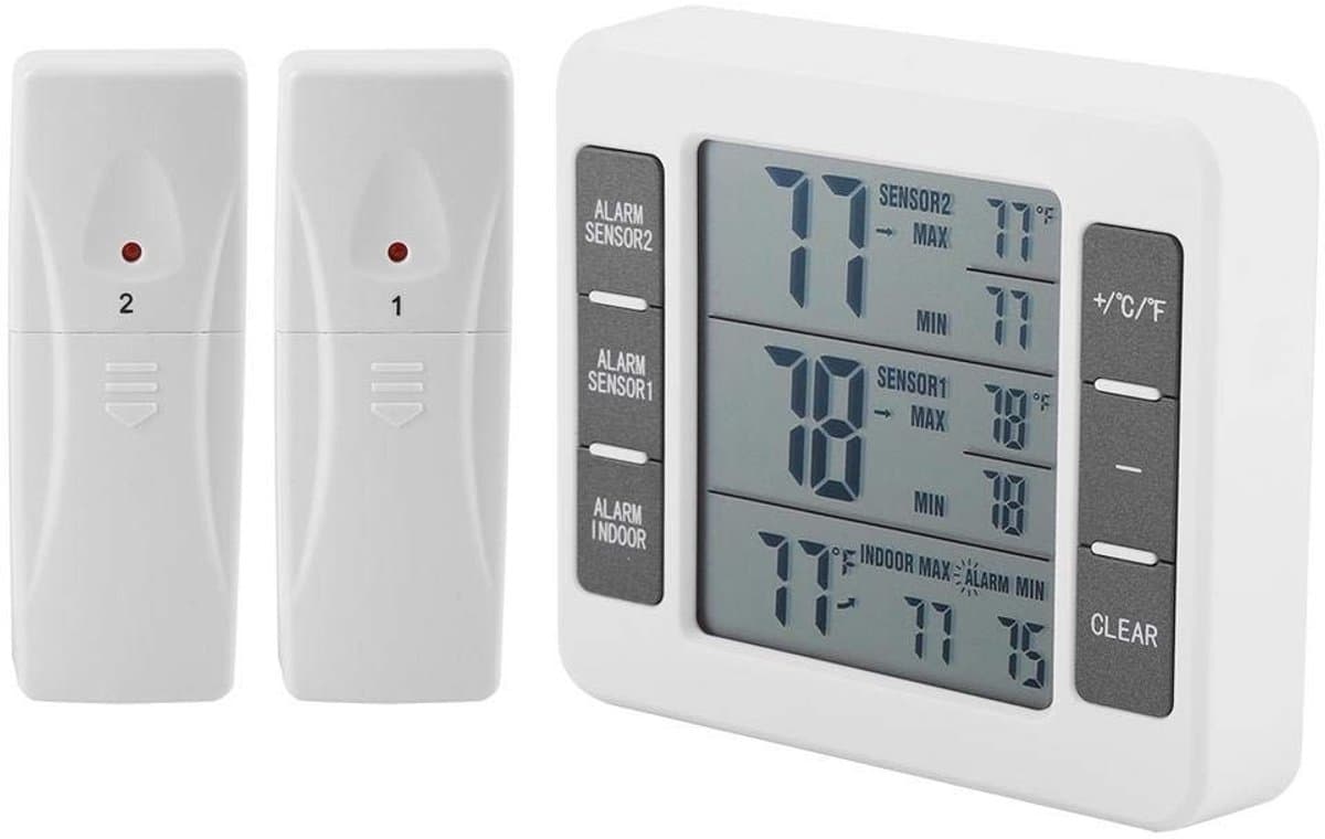 OmGoods - Dailygoody - Digitale koelkastthermometer - Draadloze temperatuurmeter - Met alarmfunctie - Wit - Voor binnen en buiten - Geschikt voor thuis en horec