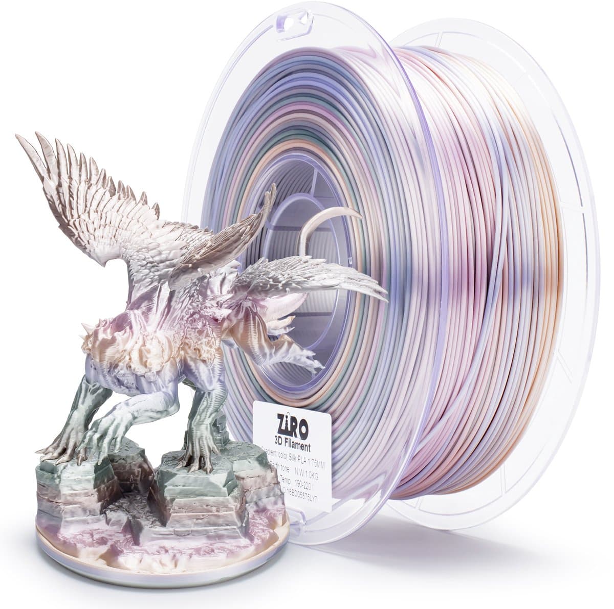 ZIRO Silk PLA Filament 1.75mm – 1KG – Earth Tone – Elegante Glanzende Pastel Aardetinten Kleurenoverloop – 3D Printer Filament