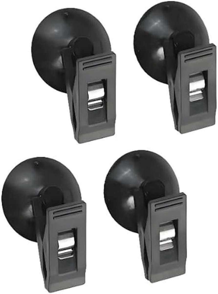 Parkeerkaarthouder - Memo Clip - Parkeerbewijs Tonen - Sterke Zuignap - 4 Stuks - Zwart