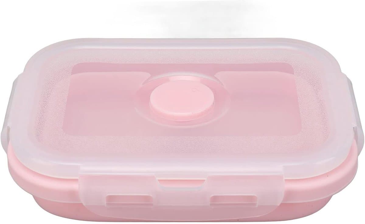 Vouwbare voedselopslagcontainers van siliconen met lekvrije deksels voor maaltijdvoorbereiding en lunch, ideaal voor onderweg en in de koelkast