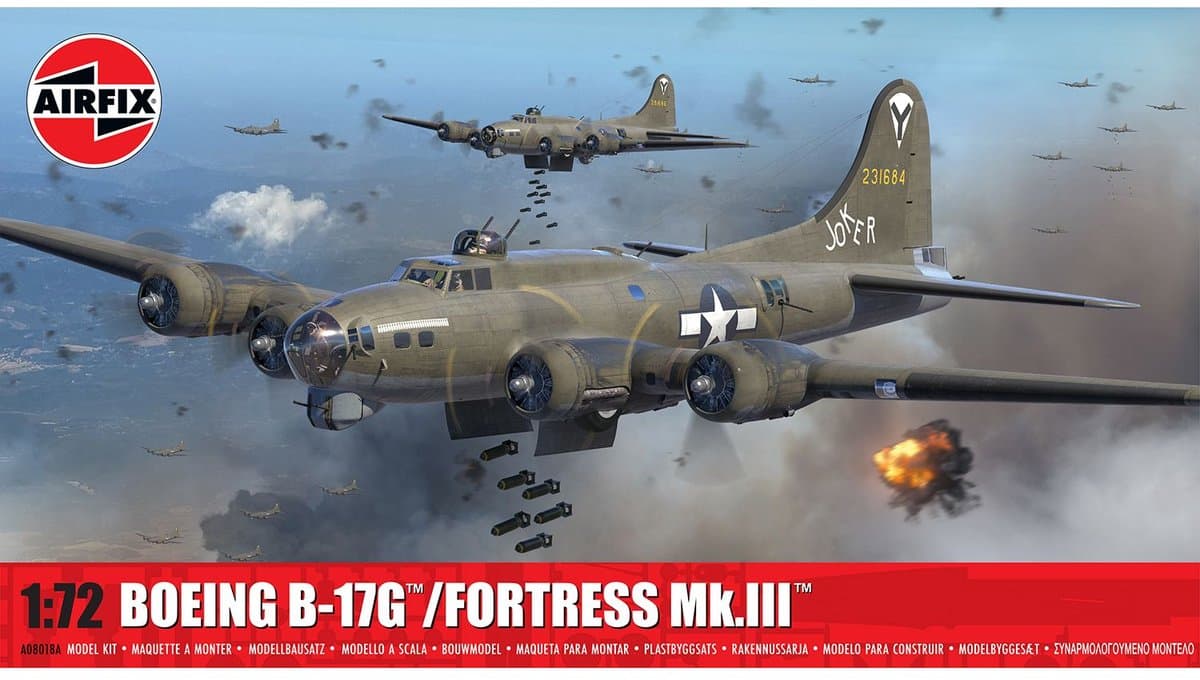 Airfix Modelbouwpakket Vliegtuigen - 08018A Boeing B-17G – Fortress Mk.III – Boeing B-17 Flying Fortress – Propellervliegtuig Plastic - 1:72 - Modelbouw