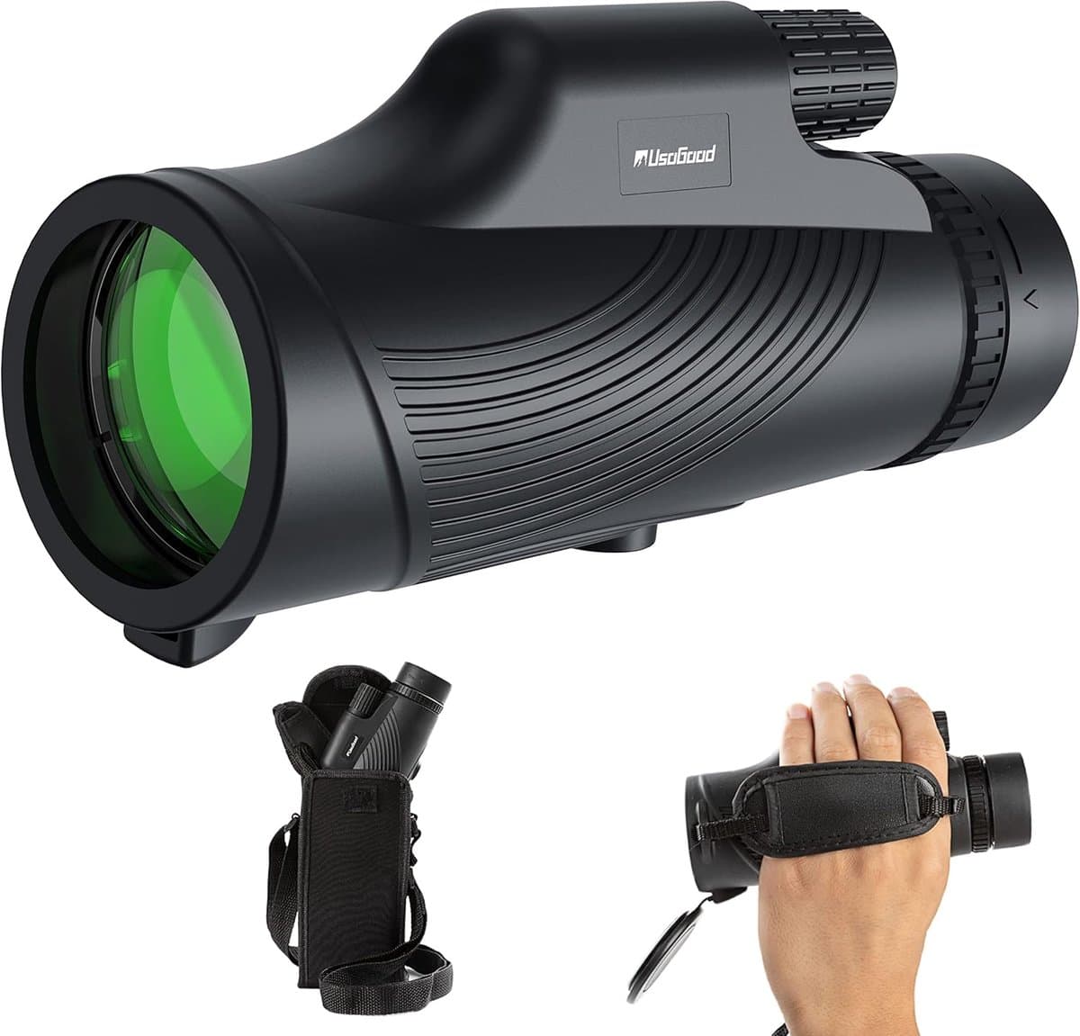 Usogood 10 x 42 monoculaire telescoop - met draagbare tas - grotere zichtmonoculair voor volwassenen met BAK4-prisma en FMC-lens