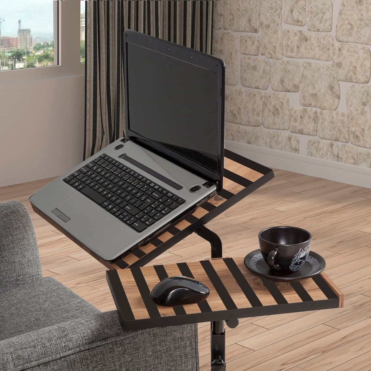 Asir - Staand bureau voor laptops - Atlantische den - 67 x 87 x 45,5 cm