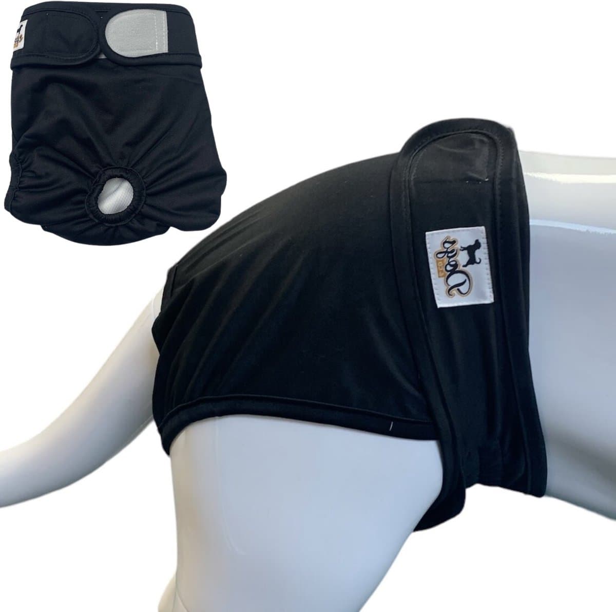 Dogs&Co® Loopsheidbroekje Zwart - Maat XL - Katoen & Mesh Stretchy met Klittenband - Hondenluier - Loopsheidbroekje hond - Honden - Incontinentiebroekjes