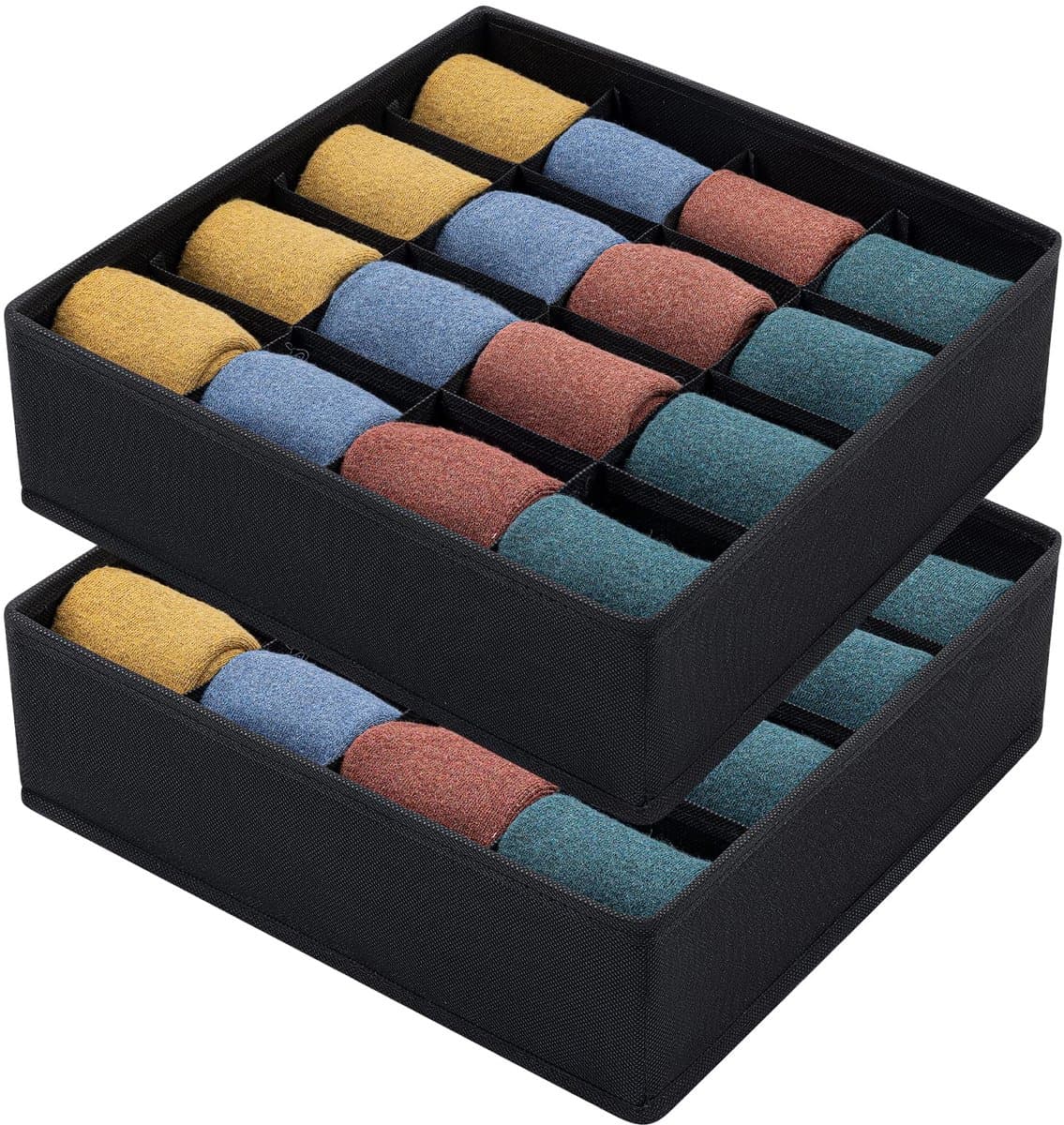 Unyqoos ® Handige Opvouwbare Opbergdozen met 16 Vakken voor Sokken en Ondergoed, Set van 2 Stuks