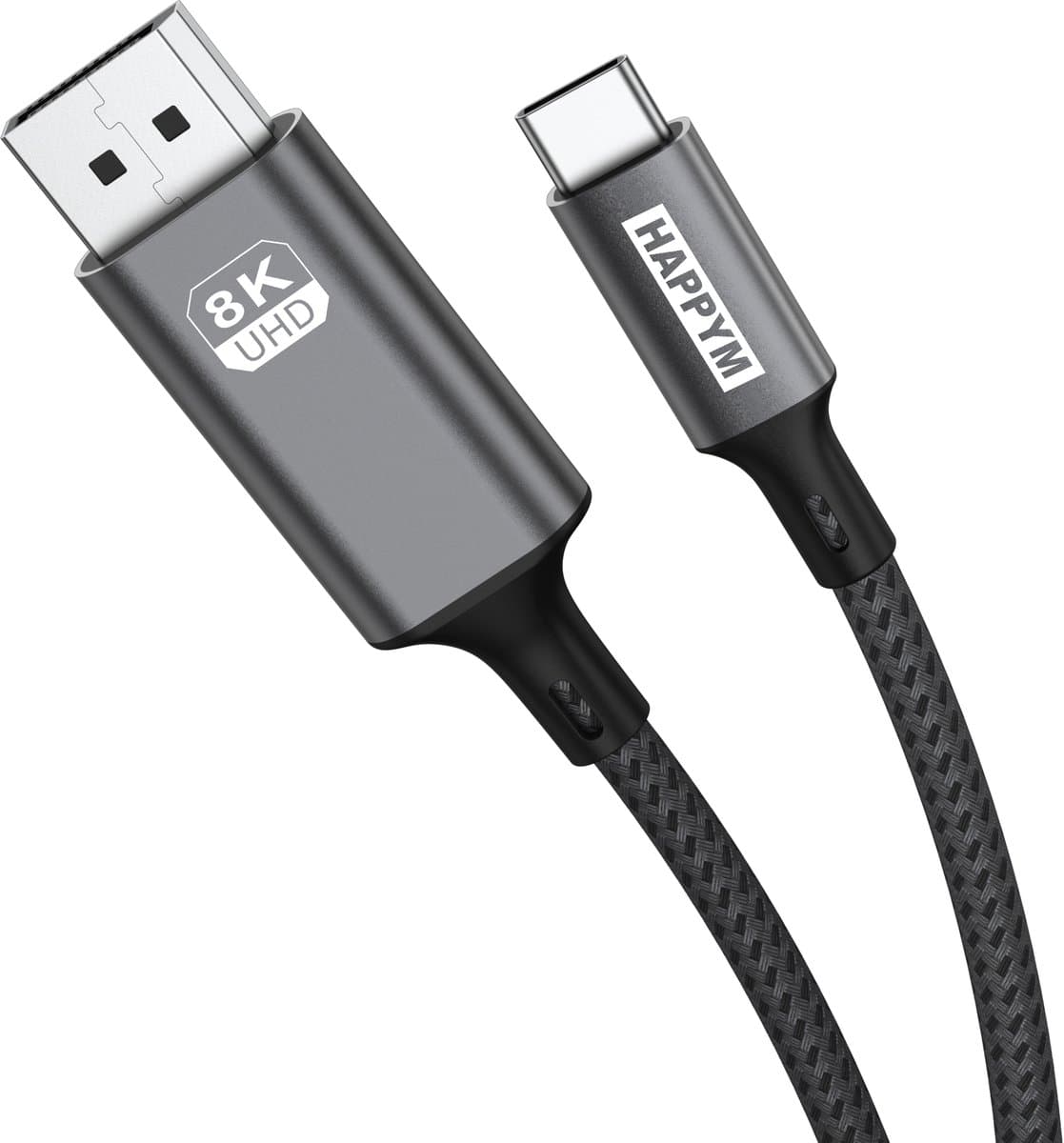 USB C naar Displayport Kabel 8K60Hz – Ultra High Speed 4K@144Hz voor Haarscherpe Beeldkwaliteit - 1 Meter