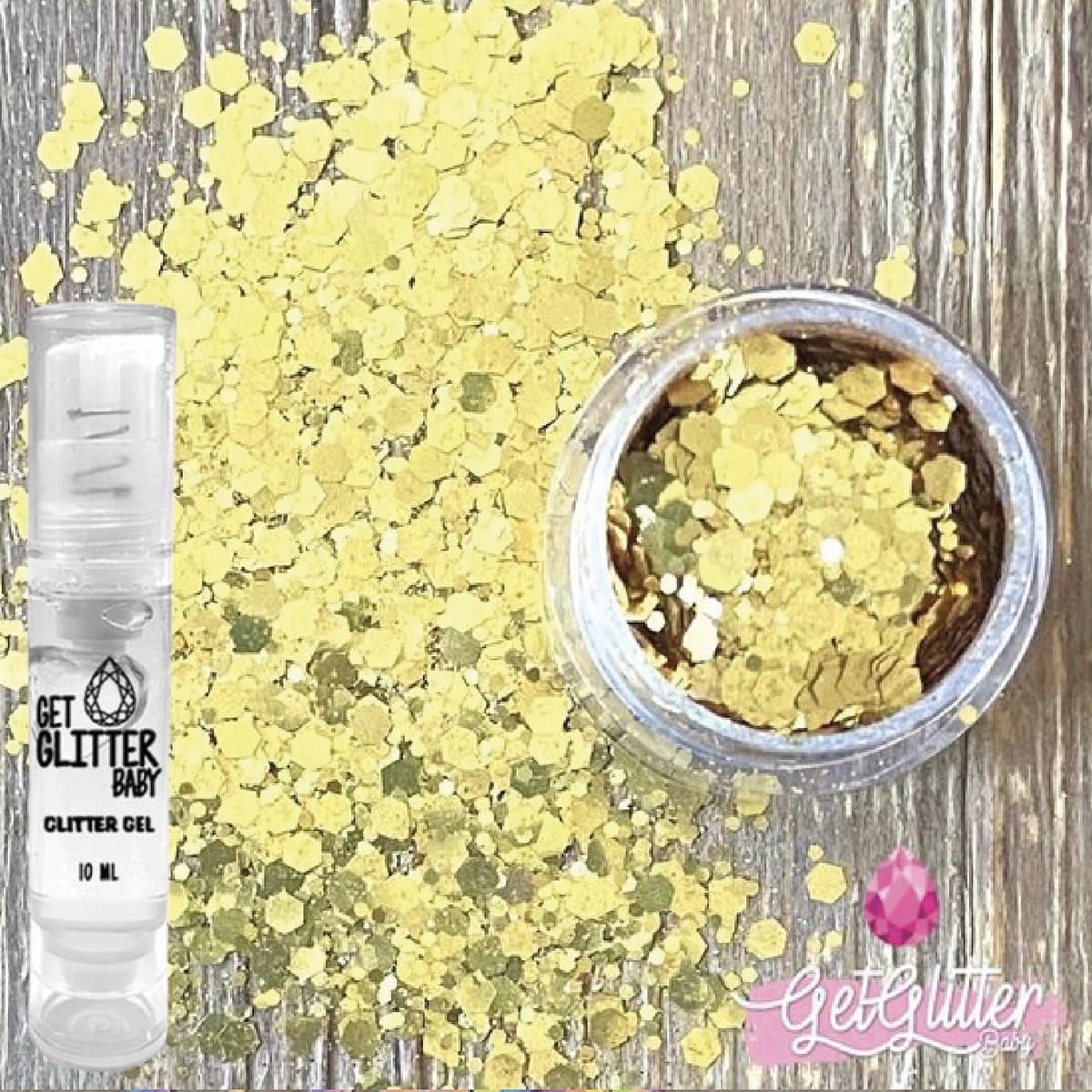 GetGlitterBaby® - Gouden Biologische / Biologisch afbreekbare Chunky Festival Glitters voor Lichaam en Gezicht / Biodegradable Face Body Glitter Jewels - Goud en Glitter HuidLijm