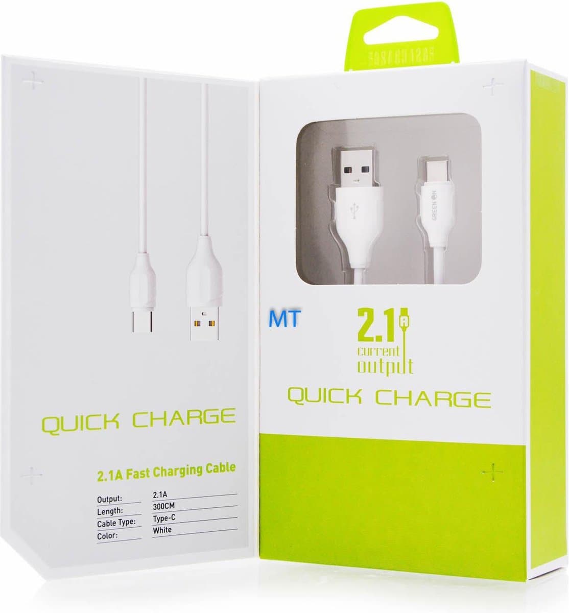 GREEN ON Fast USB C Cable LS3713A Max USB naar USB-C / Type-C Data Sync laadkabel, voor Samsung Galaxy S8 & S8 + / LG G6 / Huawei P10 & P10 Plus / Xiaomi Mi 6 & Max 2 en andere smartphones