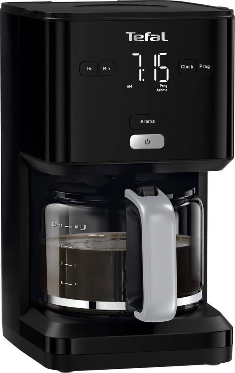 Tefal Smart & Light CM6008 - Filter koffiezetapparaat - 1.25L - Digitaal Display met Timer - 15 Kopjes - Warmhoudfunctie - Zwart