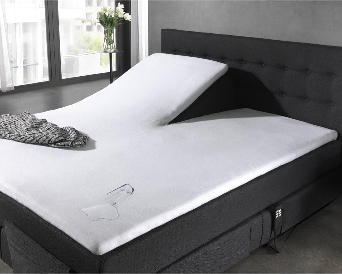 Sleeptime Waterdichte Molton/Incontinentie Splittopper Hoeslaken - 100% Katoen - 140x200 - Wit