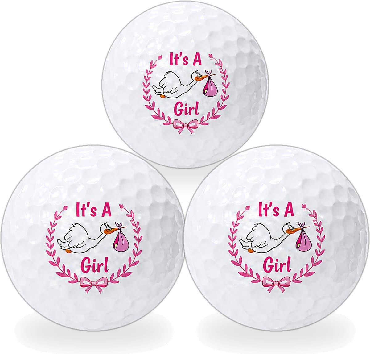 Wilson Golfballen It's a Girl - Geboorte Golf Cadeau - 3 stuks - Bedrukte Golfballen