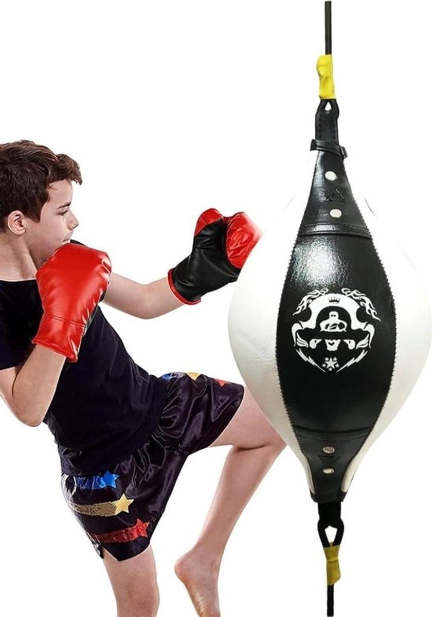 Bokszak - Trainingsbal - Bokstraining Verbeteren - Rhombus textuur - 38 x 18 cm - Zwart en wit