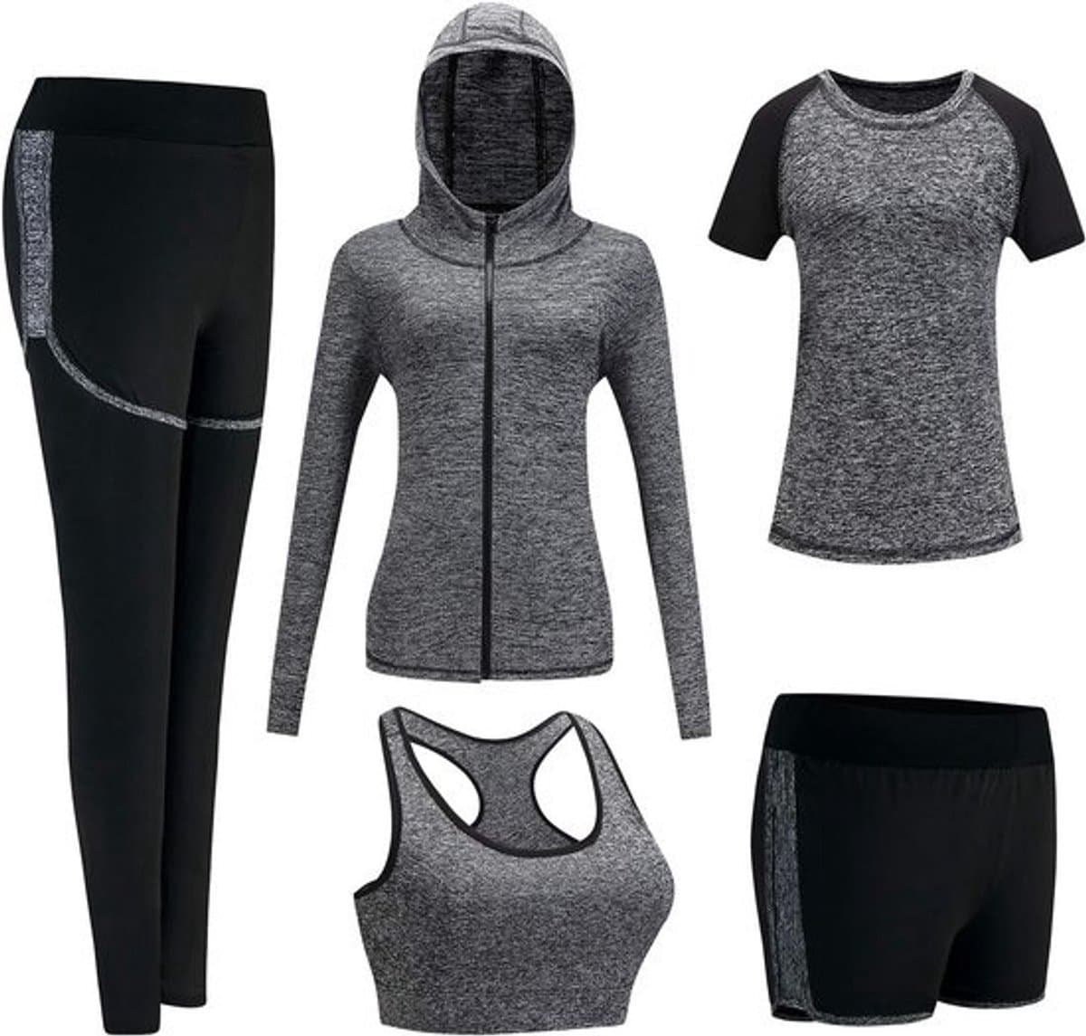 Dames Trainingspak 5-delig: Sport- en Yogakleding Set voor Fitness en Jogging