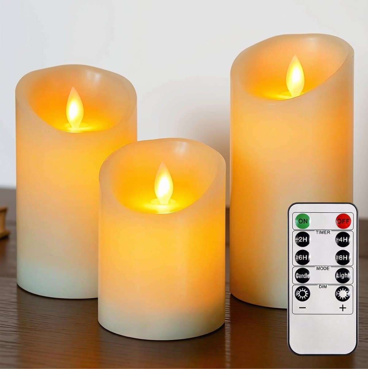 DYVNS® LED Dinerkaarsen - Kaarsen met Bewegende Vlam - Flikkerende Vlam - Met Timer - 3 Stuks
