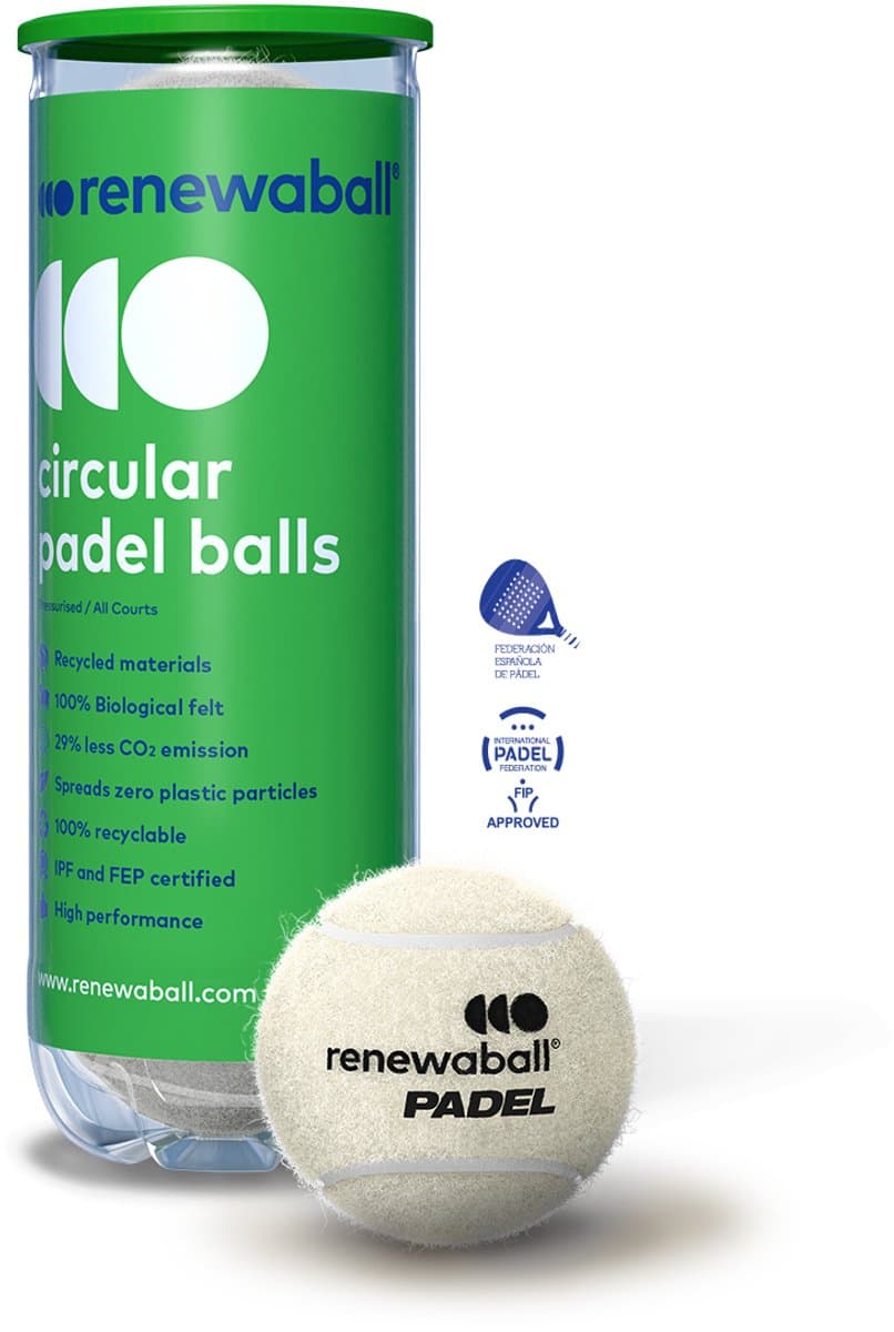 Renewaball 3 natural padel balls