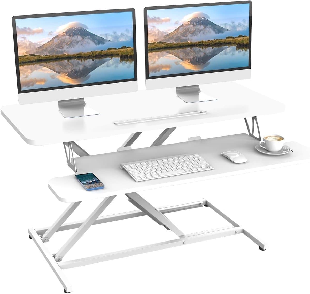 Hoogteverstelbare Bureau Converter 91 x 40 cm - Snelle Zit-Sta Desk Riser voor Dubbele Monitoren en Ergonomisch Werken