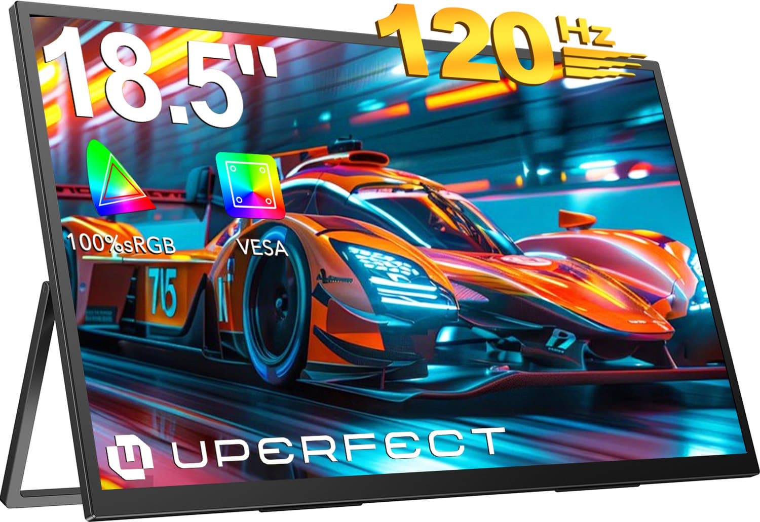 UPERFECT Portable Monitor 185E04 18.5" FHD 120Hz draagbaar monitor IPS 100% sRGB draagbaar scherm with Dual USB-C/VESA Mount,for Laptop/Switch/MacBook (VESA Mount )