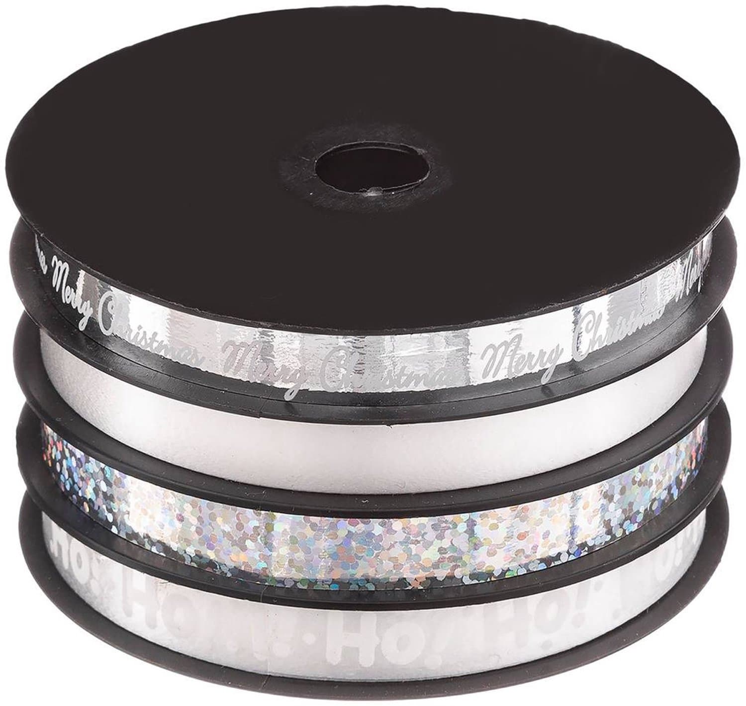 Set van 4 rollen bolducs van 10 mm breed en 5 m lang, rood, goud en zilver