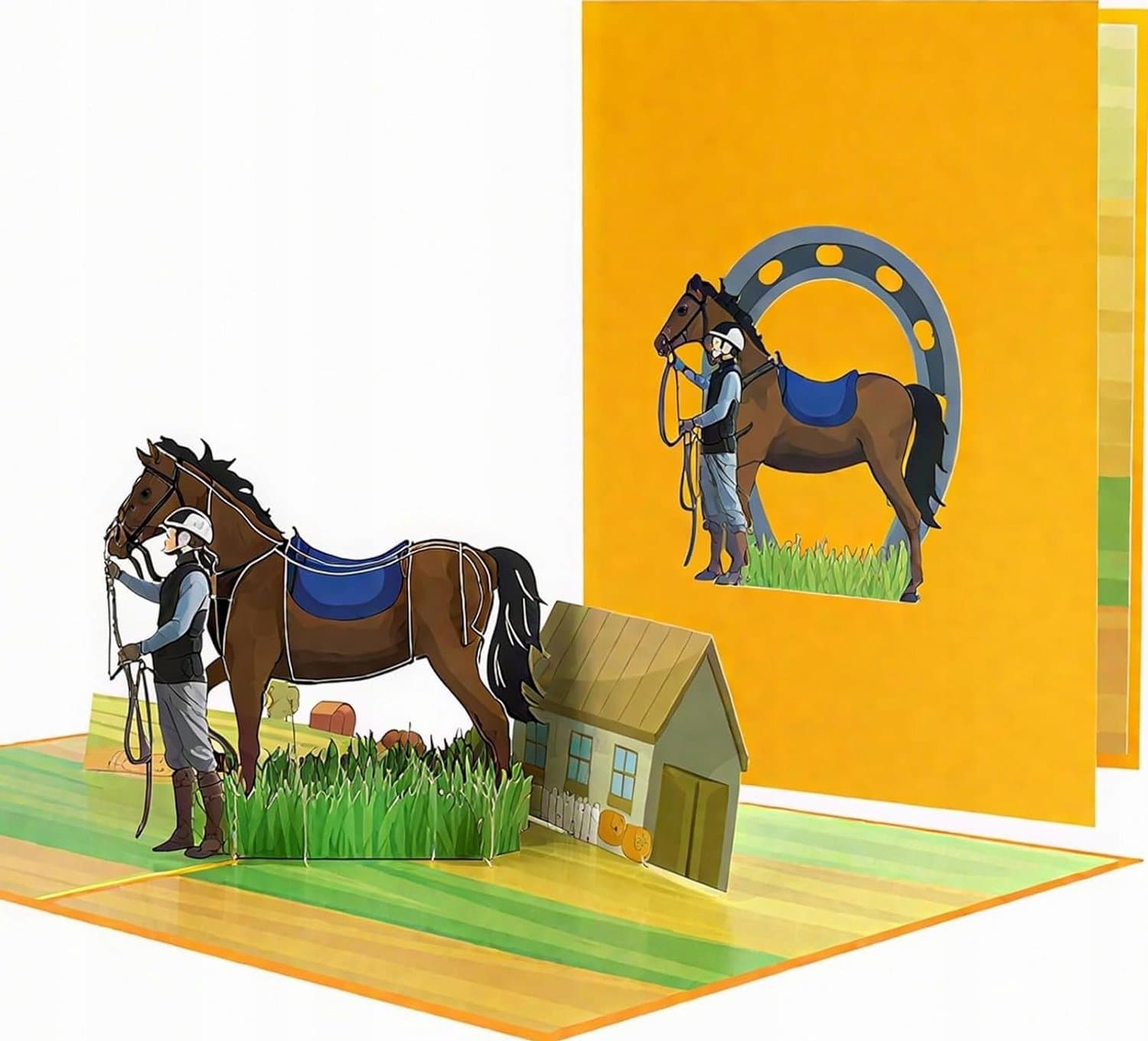 3D Pop-Up Kaart met Paard - Uniek Verjaardagscadeau