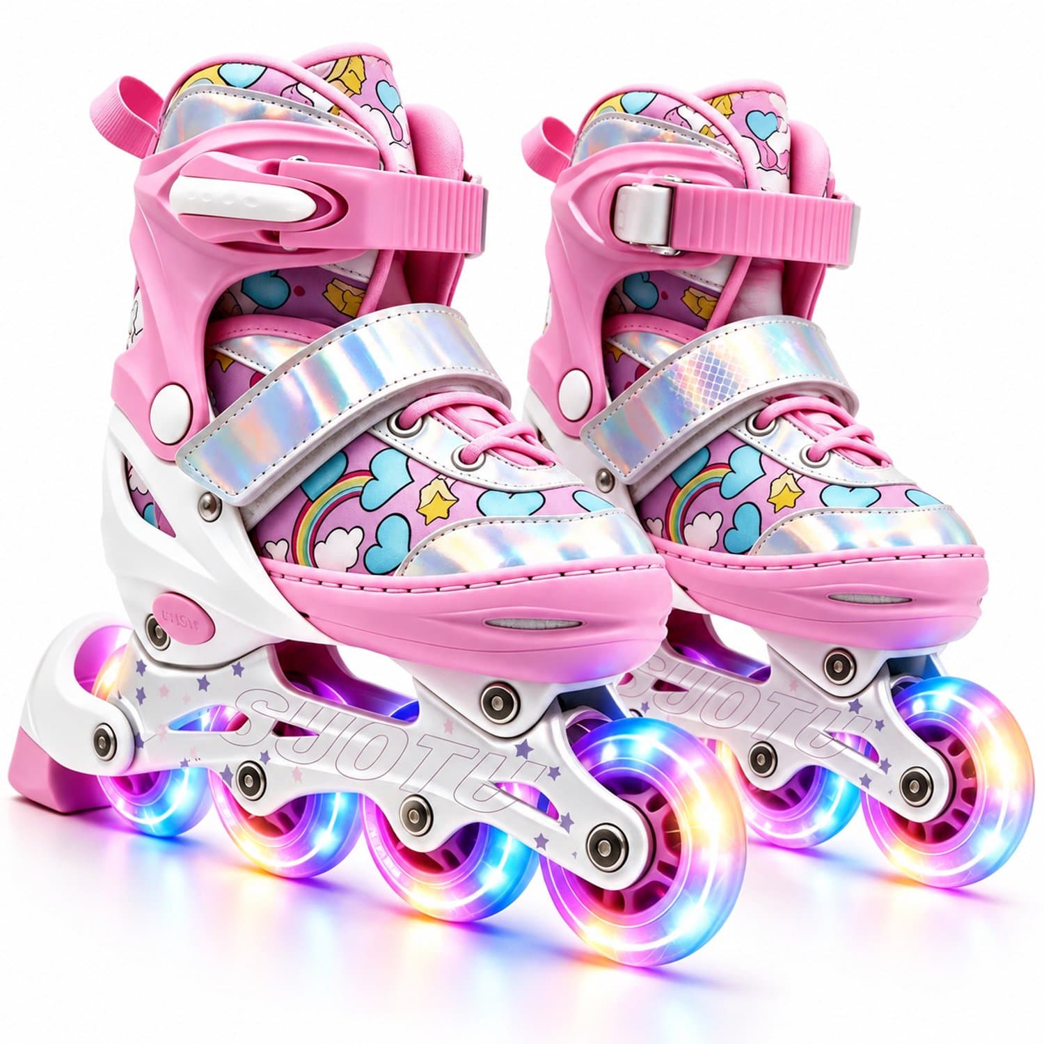 Suotu Skeelers - Inlineskates Verstelbaar - Skeelers meisjes en jongens - Maat: EUR 32-36 - Lichtgevende wielen - S79 - Eenhoorn - M