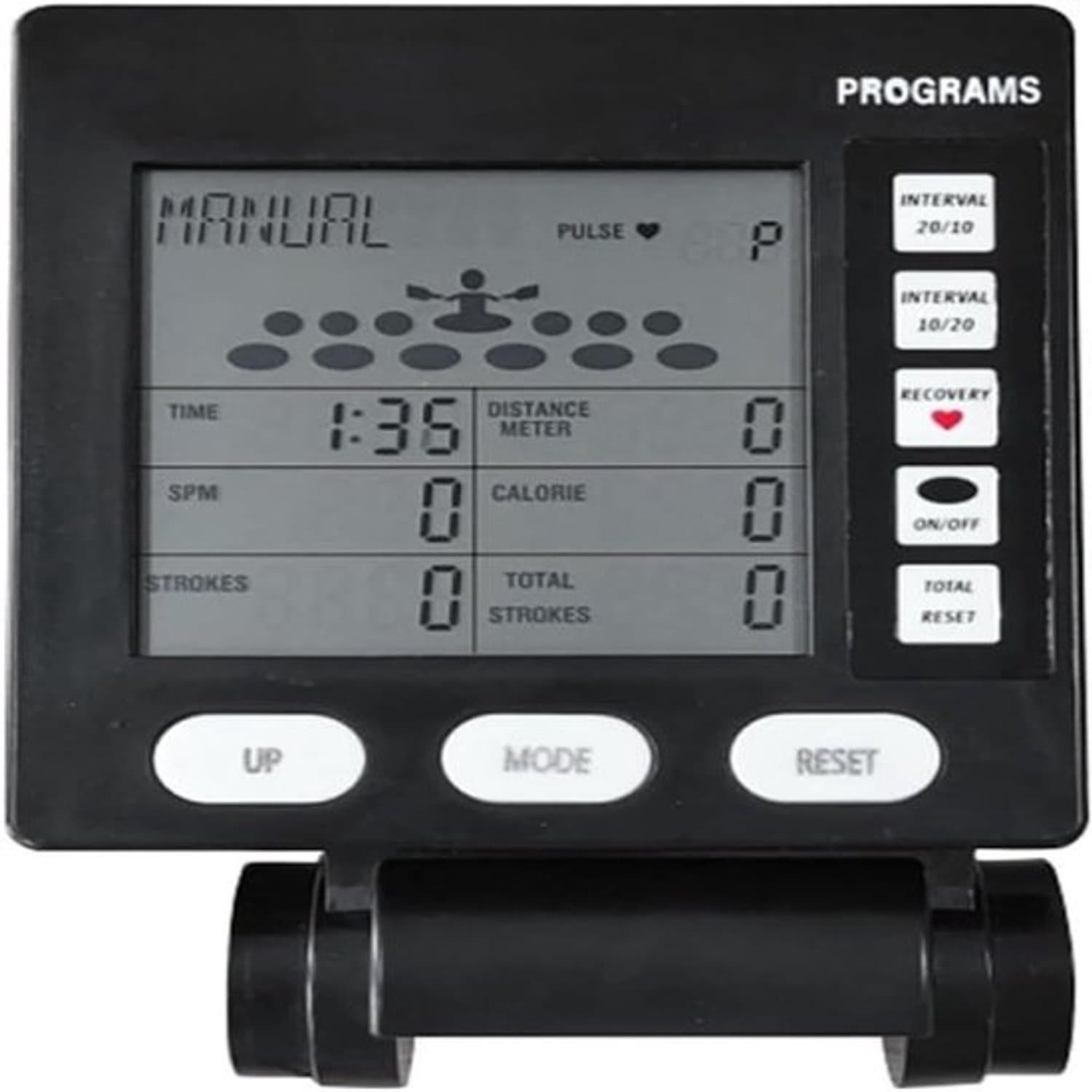 Roeisnelheidsmeter - Trainingsmonitor - Thuisfitness - Draadloze verbinding - 123x126mm - Zwart