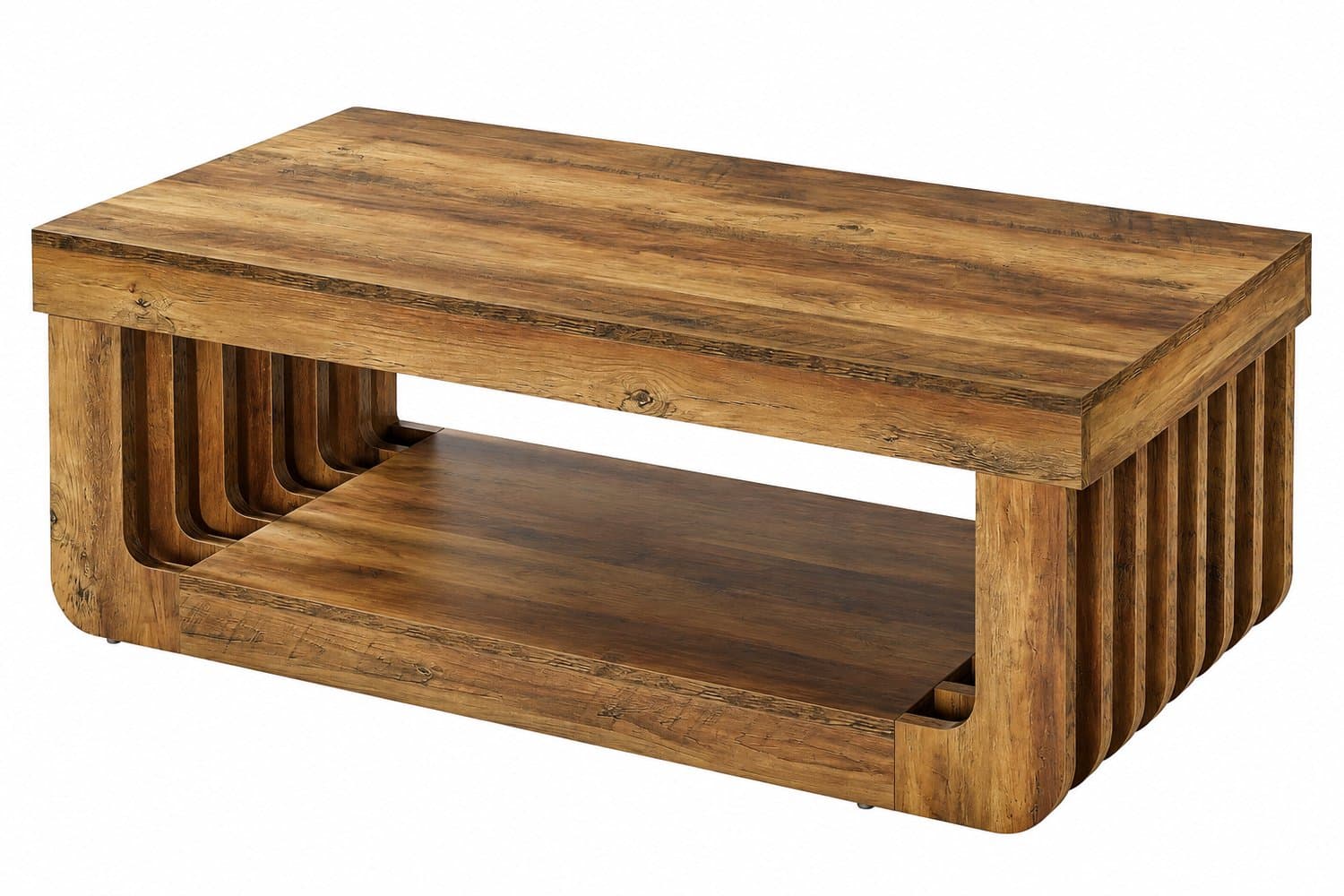 Niamora Salontafel rechthoekig - Salontafel - Bijzettafel - Koffietafel - 2 niveaus - Rustic brown - Landelijk.