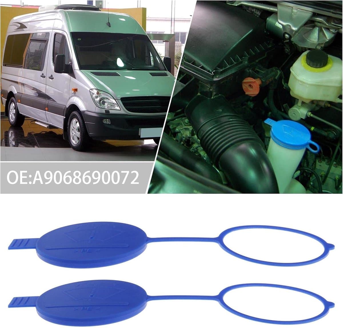 2 STKS Voorruit Wasmachine Fluid Reservoir Cap Compatibel met Sprinter 2006-2018 A9068690072 Auto Voorruit Wasmachine Fles Cap 73.5mm Binnendiameter