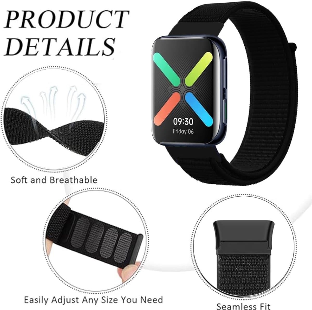 Ademende Sportarmband voor 46mm Smartwatch, Nylon Vervangband, Comfortabele Horlogeband voor Actieve Lifestyle