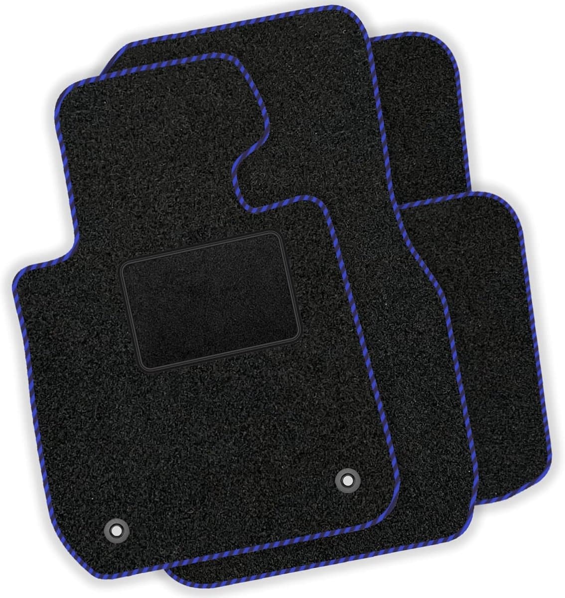 Vloermatten auto - velours automatten geschikt voor Smart ForFour I 2004-2006 - 4-delige set - zwarte automatten met blauwe siernaden
